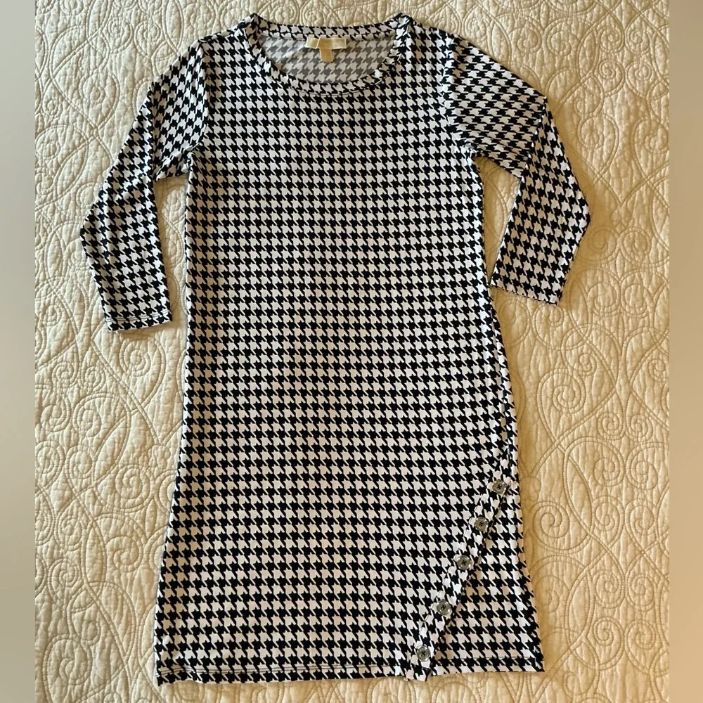 Michael Kors Houndstooth Pattern Shift Dress Navy & White women’s size Small